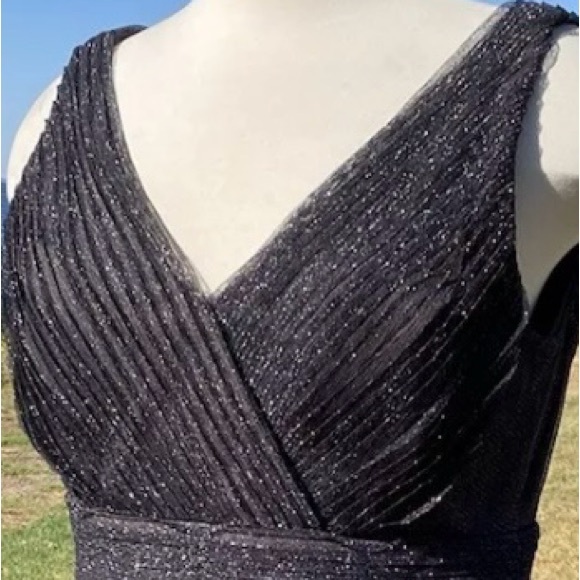 Coldwater Creek Cocktail Dress Women Size 8 Sparkly Black Ruched Stretch - Picture 2 of 2